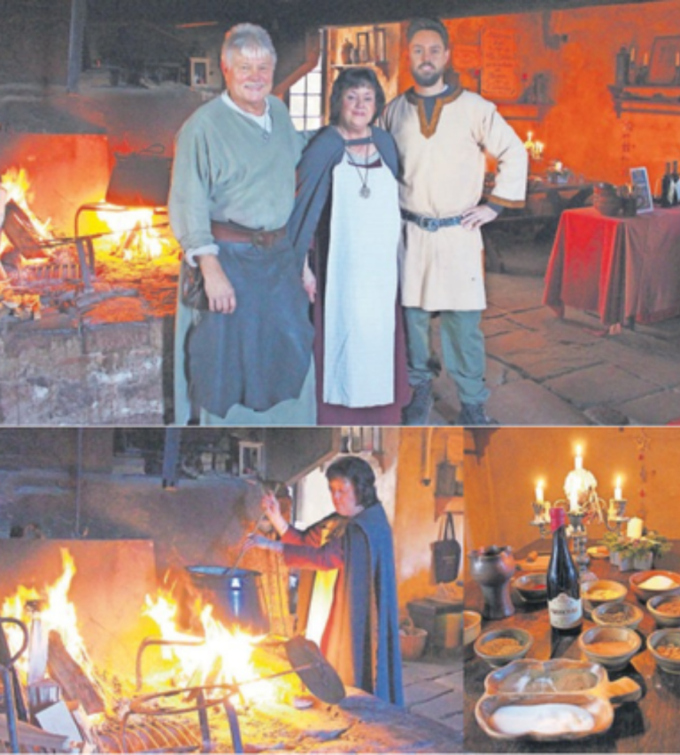Familie Kedzior in der mittelalterlichen Bugküche auf der Ronneburg