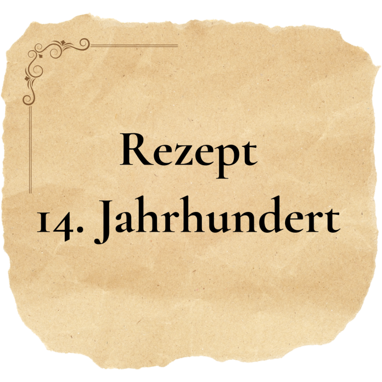 Alter Pergament-Schnipsel mit er Aufschrift Rezept 14. Jahrhundert 