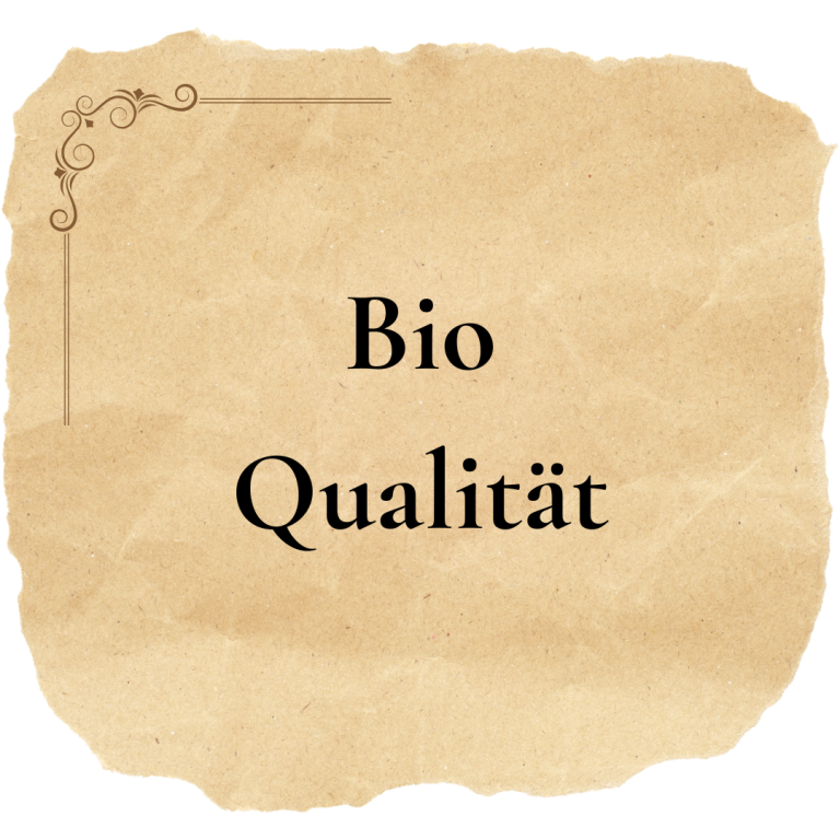 Alter Pergament-Schnipsel mit er Aufschrift Bio Qualität